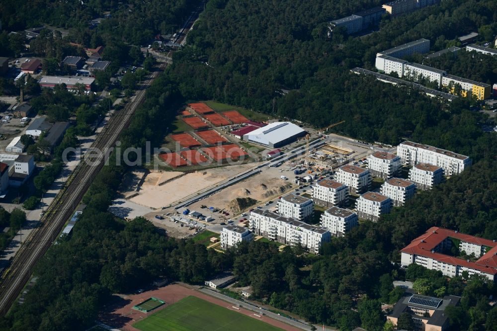 Potsdam from above - Construction site for a health center and medical center between Brunnenallee and Sophie-Alberti-Strasse in Potsdam in the state Brandenburg, Germany