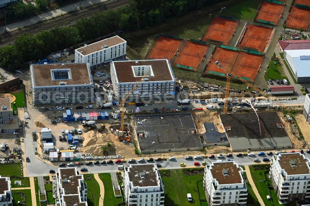 Potsdam from above - Construction site for a health center and medical center between Brunnenallee and Sophie-Alberti-Strasse destrict Waldstadt in Potsdam in the state Brandenburg, Germany