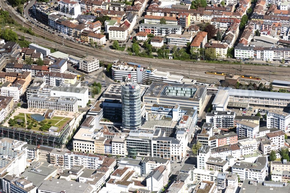 Aerial image Pforzheim - Construction site for the new building of Hauptstelle of Sparkasse Pforzheim Calw on Kiehnlestrasse in Pforzheim in the state Baden-Wurttemberg, Germany
