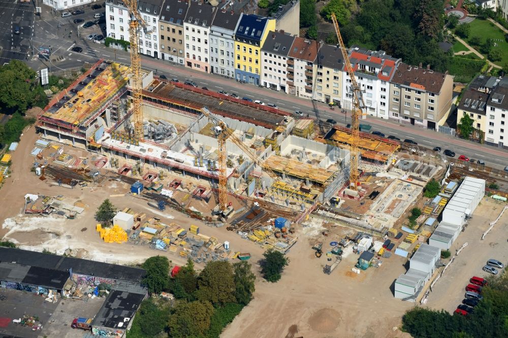 Köln from the bird's eye view: Construction site for the new building Historisches Archiv der Stadt Koeln on Eifelwall in the district Lindenthal in Cologne in the state North Rhine-Westphalia, Germany