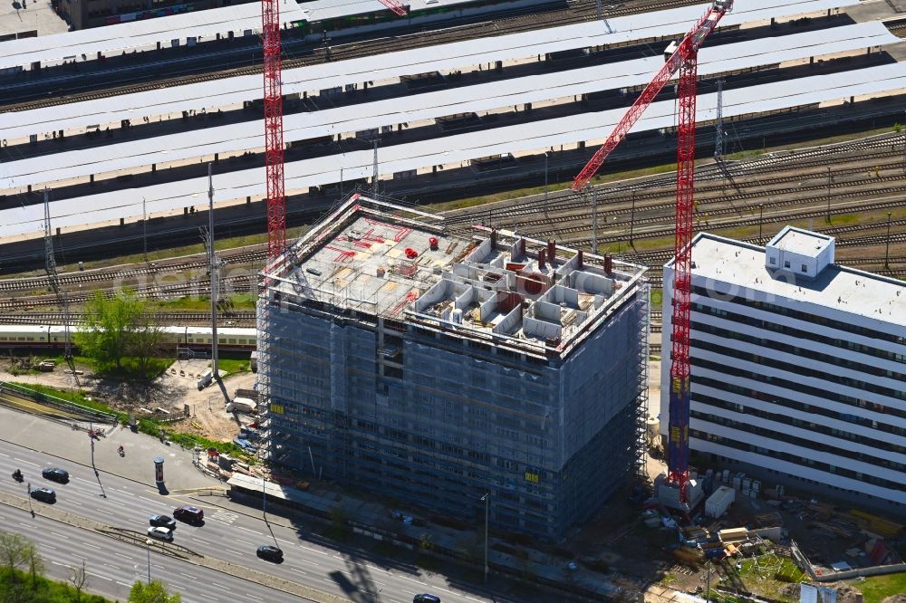 Aerial photograph Berlin - Construction site for new high-rise building complex Q218 on Frankfurter Allee in the district Lichtenberg in Berlin, Germany