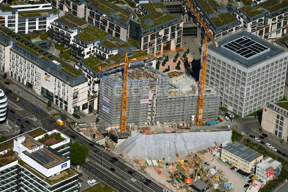 Aerial image Stuttgart - Construction site for new high-rise building complex TURM AM MAILAeNDER PLATZ (TMP) in the district Europaviertel in Stuttgart in the state Baden-Wuerttemberg, Germany