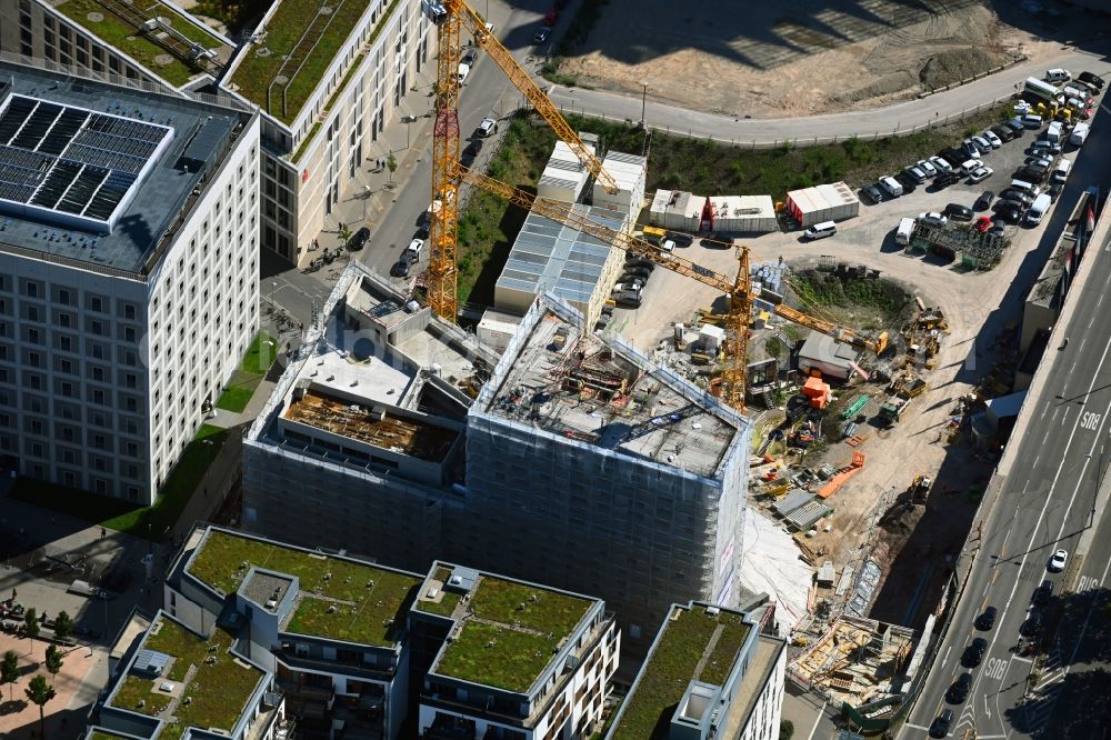 Aerial image Stuttgart - Construction site for new high-rise building complex TURM AM MAILAeNDER PLATZ (TMP) in the district Europaviertel in Stuttgart in the state Baden-Wuerttemberg, Germany