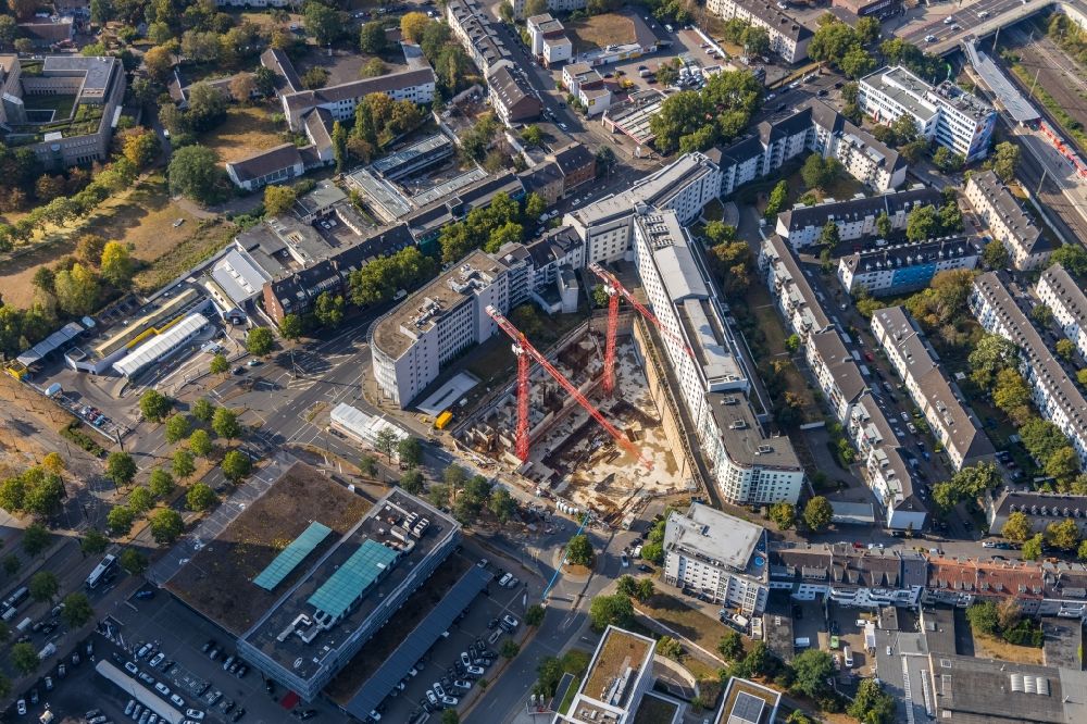 Aerial photograph Düsseldorf - Construction site for new high-rise building complex of UpperNord Tower on Mercedesstrasse in the district Duesseltal in Duesseldorf in the state North Rhine-Westphalia, Germany