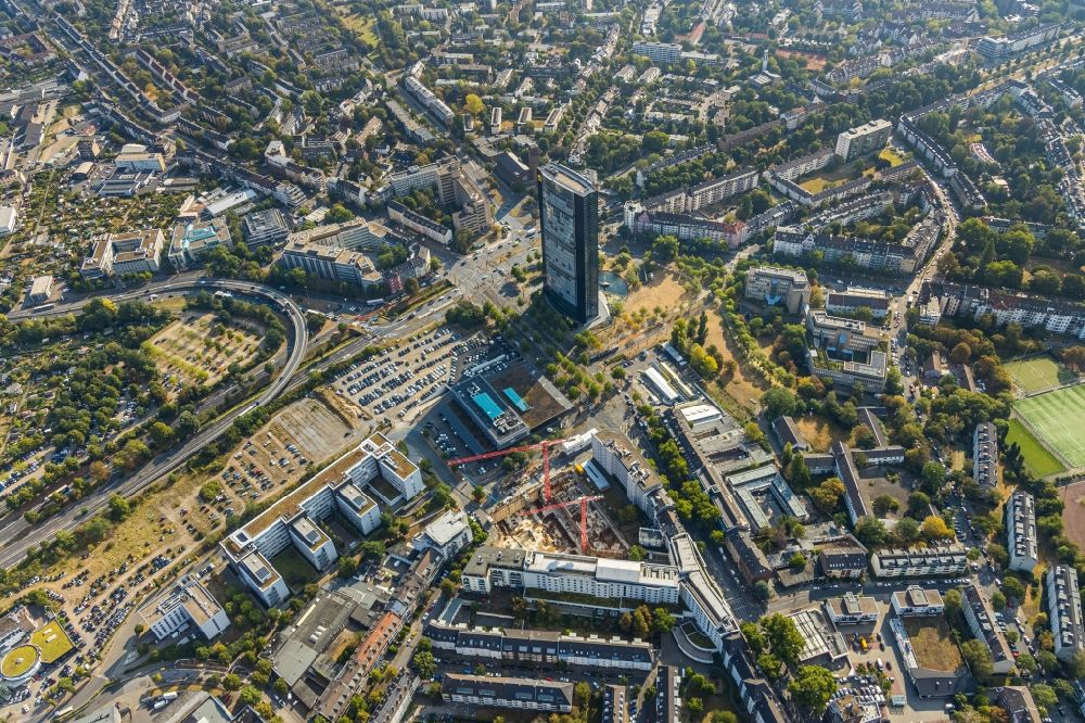 Aerial photograph Düsseldorf - Construction site for new high-rise building complex of UpperNord Tower on Mercedesstrasse in the district Duesseltal in Duesseldorf in the state North Rhine-Westphalia, Germany