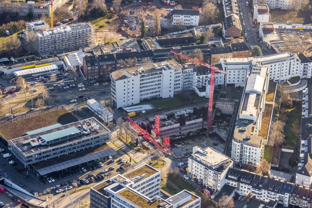 Düsseldorf from above - Construction site for new high-rise building complex of UpperNord Tower on Mercedesstrasse in the district Duesseltal in Duesseldorf at Ruhrgebiet in the state North Rhine-Westphalia, Germany