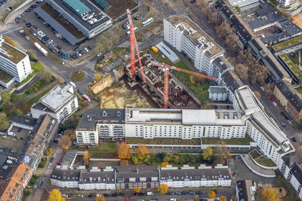Aerial photograph Düsseldorf - Construction site for new high-rise building complex of UpperNord Tower on Mercedesstrasse in the district Duesseltal in Duesseldorf at Ruhrgebiet in the state North Rhine-Westphalia, Germany