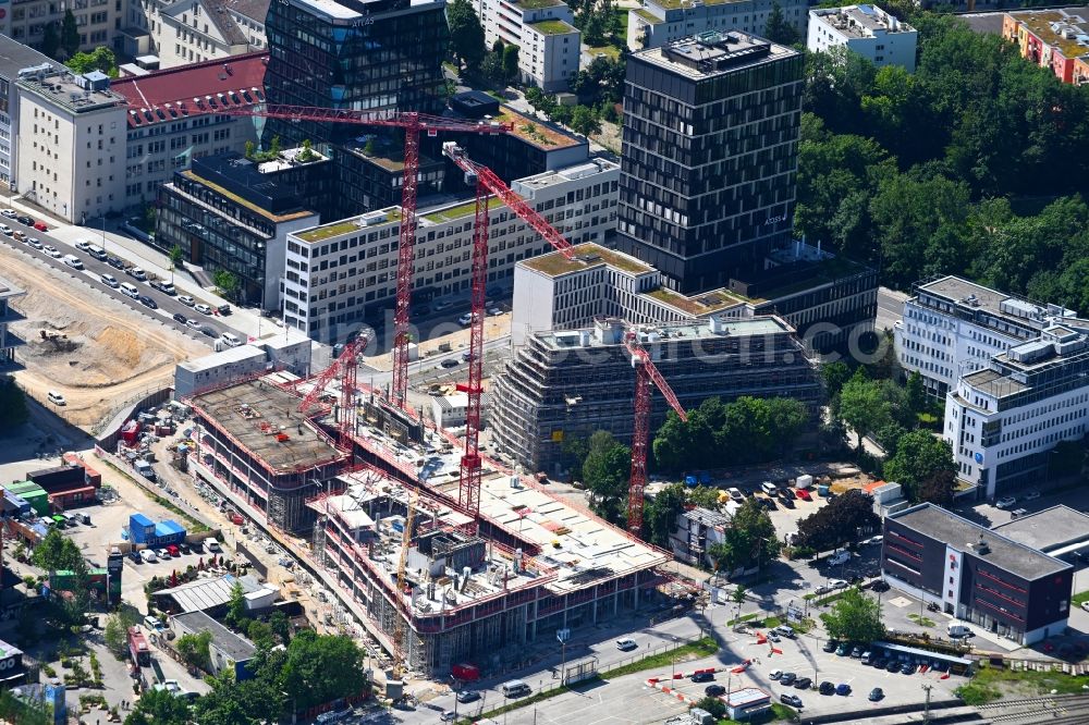 Aerial image München - Construction site for new high-rise building complex on Friedentrasse in Werksviertel in the district Berg am Laim in Munich in the state Bavaria, Germany