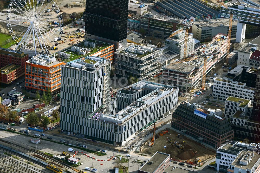 Aerial image München - Construction site for new high-rise building complex on Friedenstrasse in Werksviertel in the district Berg am Laim in Munich in the state Bavaria, Germany
