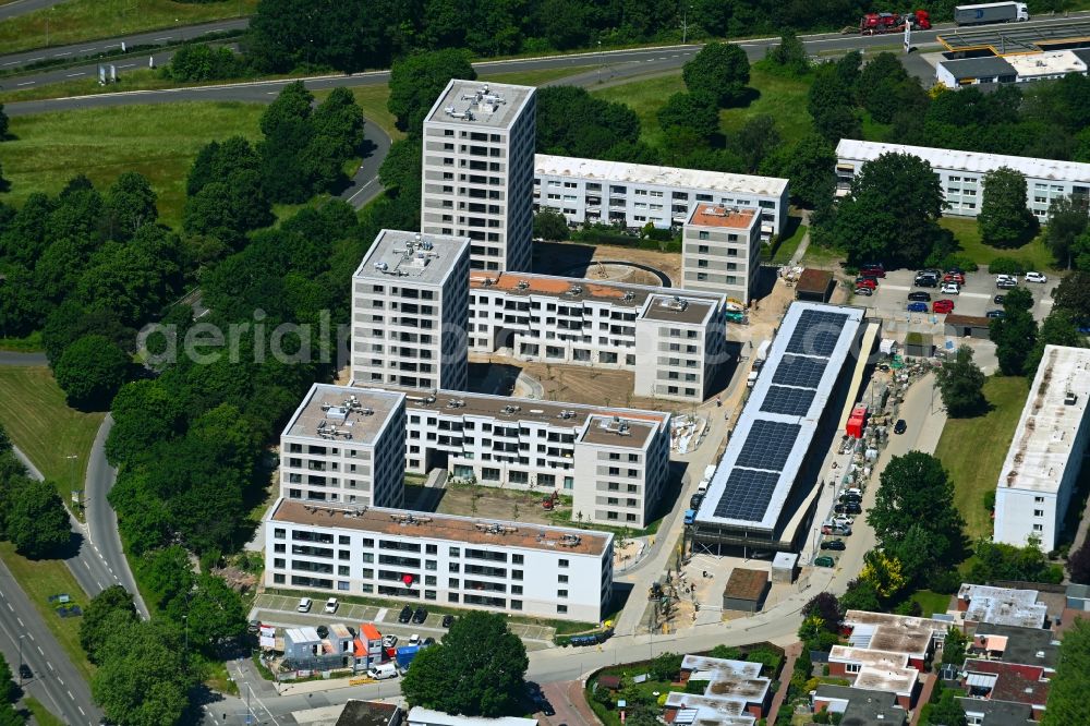 Aerial image Wolfsburg - Construction site for new high-rise building complex Wohnanlage Kurt 2.0 on Kurt - Schumacher - Ring in the district Detmerode in Wolfsburg in the state Lower Saxony, Germany