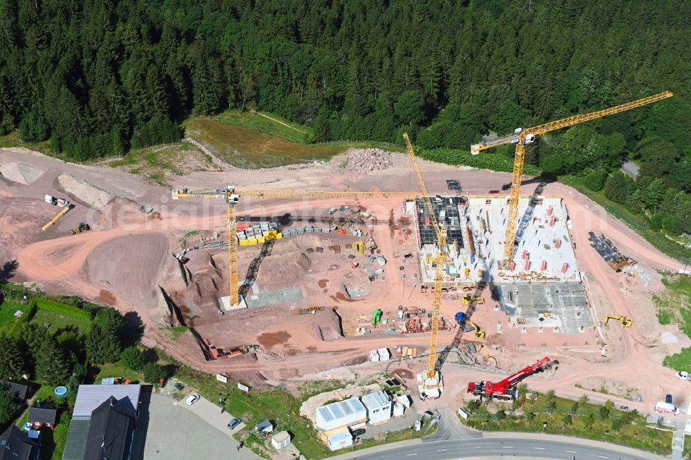 Aerial photograph Oberhof - New construction site the hotel complex of The Grand Green - Familux Resort on Tambacher Strasse in Oberhof in the state Thuringia, Germany