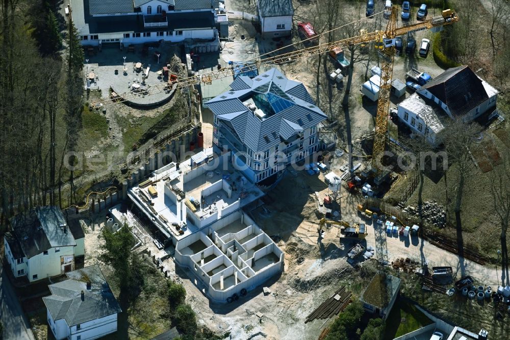 Aerial image Heringsdorf - New construction site the hotel complex Hotel & Restaurant Weisses Schloss in Heringsdorf on the island of Usedom in the state Mecklenburg - Western Pomerania, Germany