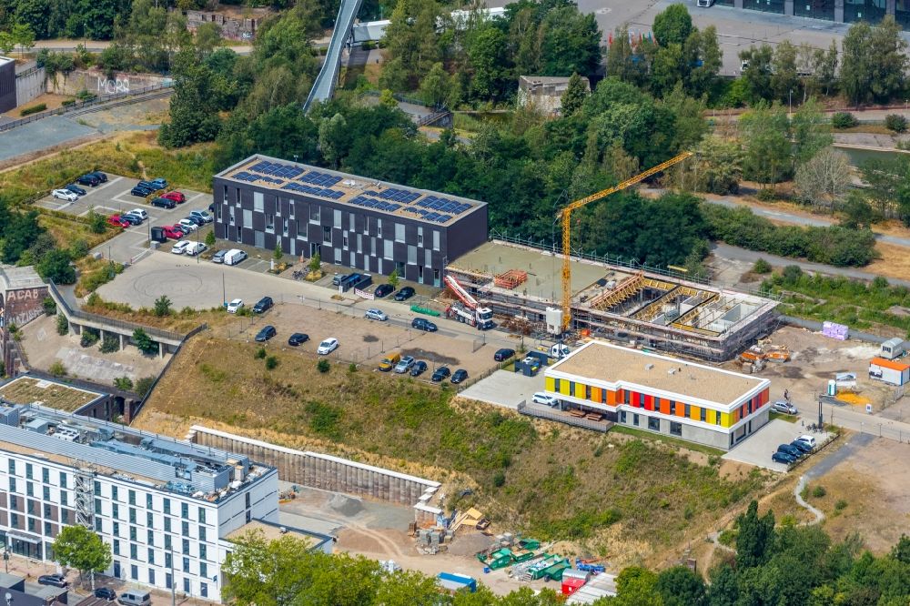 Aerial image Bochum - New construction site the hotel complex on Jahrhunderthalle Westpark on Alleestrasse in the district Stahlhausen in Bochum in the state North Rhine-Westphalia, Germany