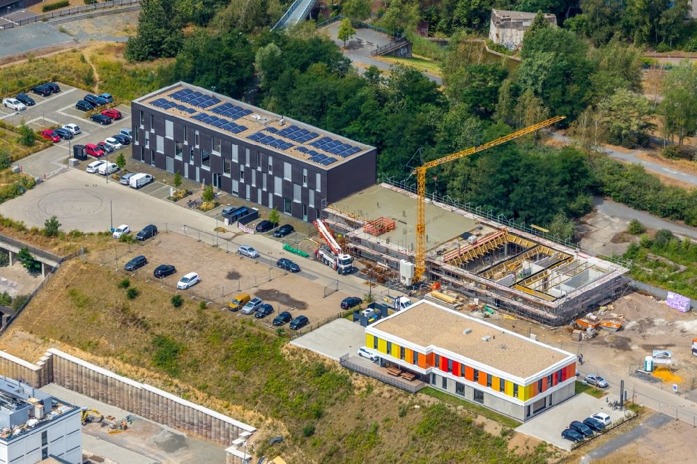 Aerial photograph Bochum - New construction site the hotel complex on Jahrhunderthalle Westpark on Alleestrasse in the district Stahlhausen in Bochum in the state North Rhine-Westphalia, Germany