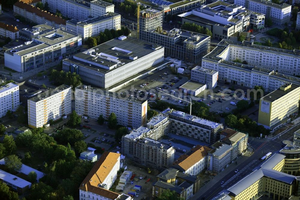 Aerial image Magdeburg - New construction site the hotel complex Julius-Bremer-Strasse - Max-Otten-Strasse - Otto-von-Guericke-Strasse in Magdeburg in the state Saxony-Anhalt, Germany