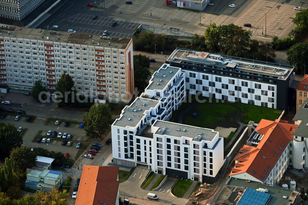 Aerial photograph Magdeburg - New construction site the hotel complex Julius-Bremer-Strasse - Max-Otten-Strasse - Otto-von-Guericke-Strasse in Magdeburg in the state Saxony-Anhalt, Germany