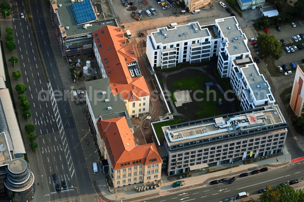 Magdeburg from the bird's eye view: New construction site the hotel complex Julius-Bremer-Strasse - Max-Otten-Strasse - Otto-von-Guericke-Strasse in Magdeburg in the state Saxony-Anhalt, Germany