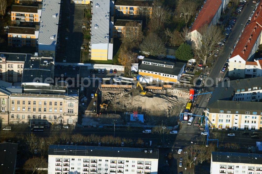 Aerial image Potsdam - New construction site the hotel complex Am Kanal - Franzoesischer Strasse in Potsdam in the state Brandenburg, Germany