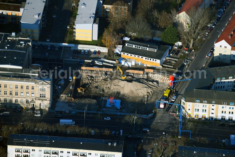 Aerial photograph Potsdam - New construction site the hotel complex Am Kanal - Franzoesischer Strasse in Potsdam in the state Brandenburg, Germany
