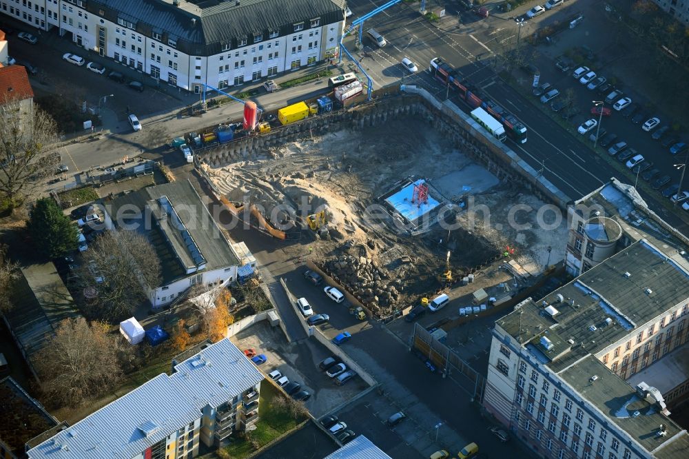 Aerial image Potsdam - New construction site the hotel complex Am Kanal - Franzoesischer Strasse in Potsdam in the state Brandenburg, Germany