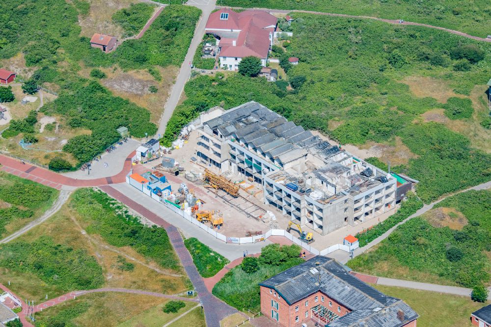 Aerial image Langeoog - New construction site the hotel complex in Langeoog on island Langeoog in the state Lower Saxony, Germany