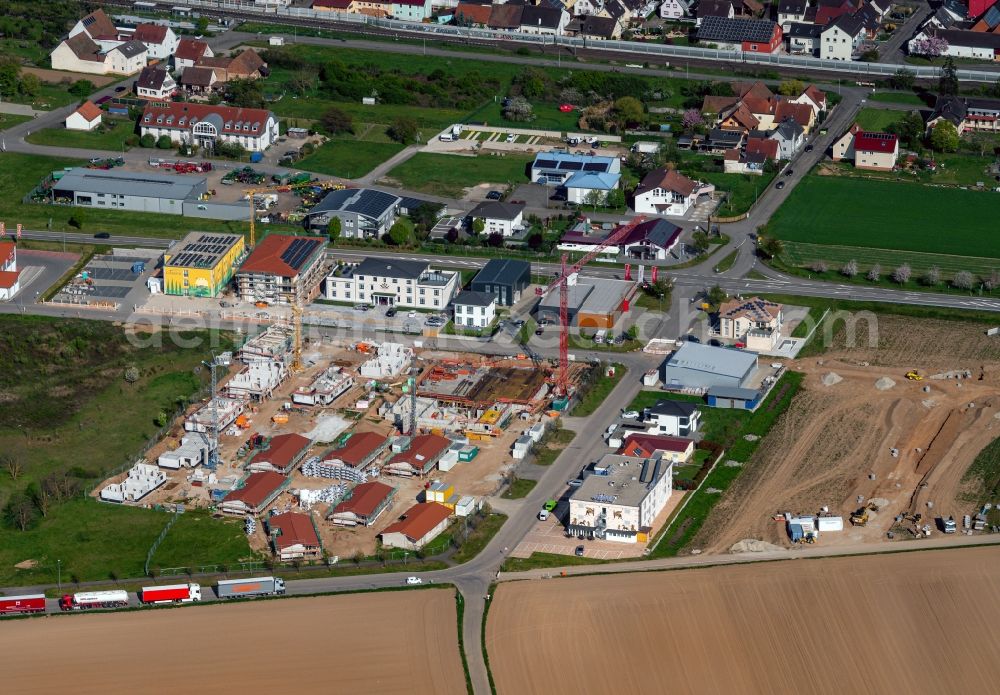 Aerial image Ringsheim - New construction site the hotel complex on Mahlberger Strasse in Ringsheim in the state Baden-Wuerttemberg, Germany