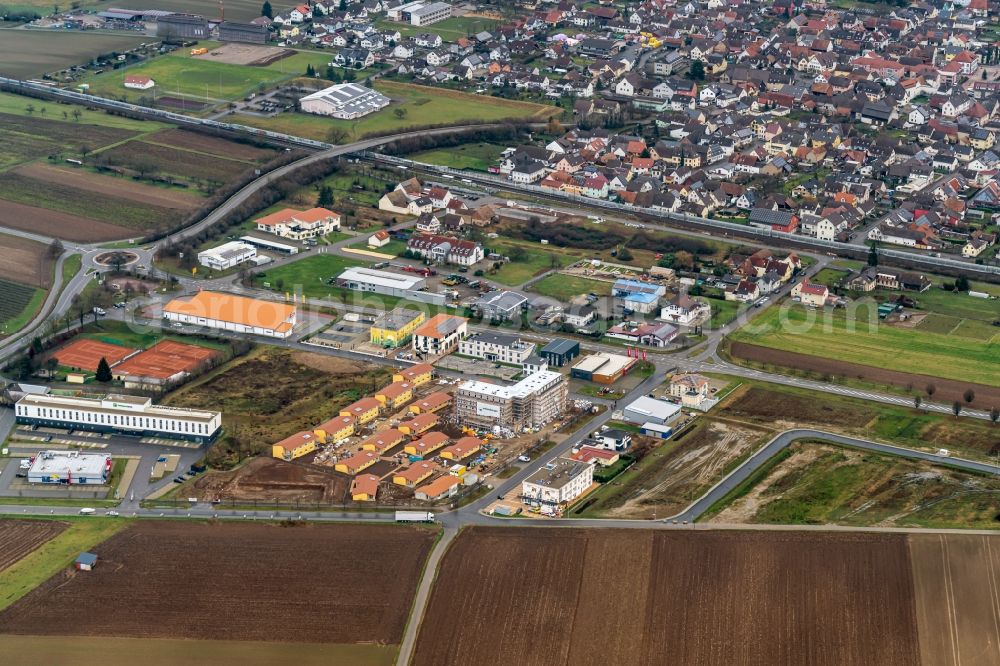 Ringsheim from the bird's eye view: New construction site the hotel complex on Mahlberger Strasse in Ringsheim in the state Baden-Wuerttemberg, Germany