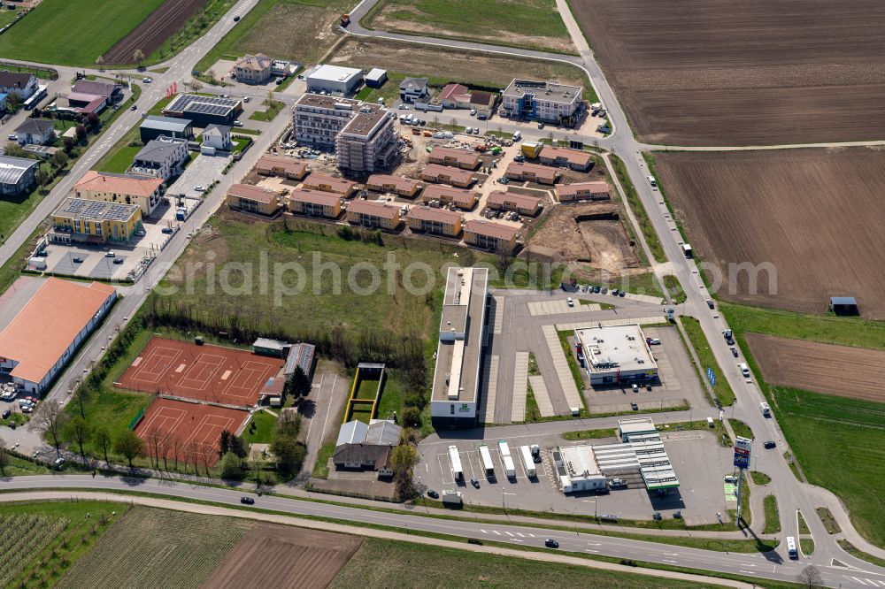 Aerial photograph Ringsheim - New construction site the hotel complex on Mahlberger Strasse in Ringsheim in the state Baden-Wuerttemberg, Germany