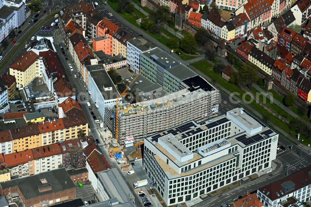 Aerial photograph Nürnberg - New construction site the hotel complex Am Frauentor in the district Tafelhof in Nuremberg in the state Bavaria, Germany