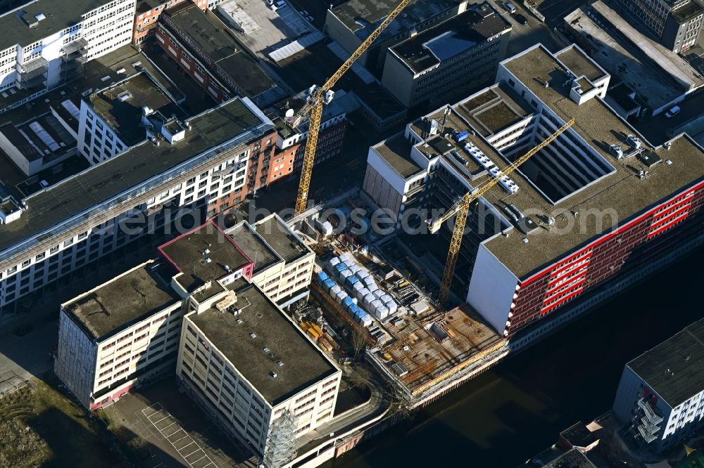 Aerial photograph Hamburg - New construction site the hotel complex NYX Hotel on Frankenstrasse in the district Hammerbrook in Hamburg, Germany