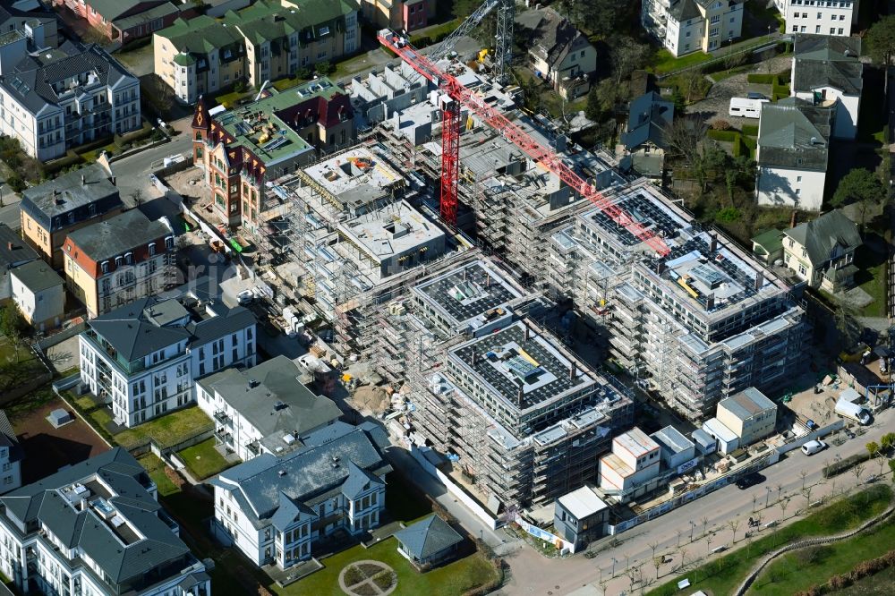 Aerial image Seebad Ahlbeck - New construction site the hotel complex between Goethestrasse - Rathenaustrasse - Duenenstrasse in Seebad Ahlbeck in the state Mecklenburg - Western Pomerania, Germany