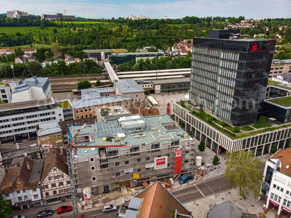 Aerial photograph Göppingen - New construction site the hotel complex RiKu Cityhotel in Goeppingen in the state Baden-Wuerttemberg, Germany