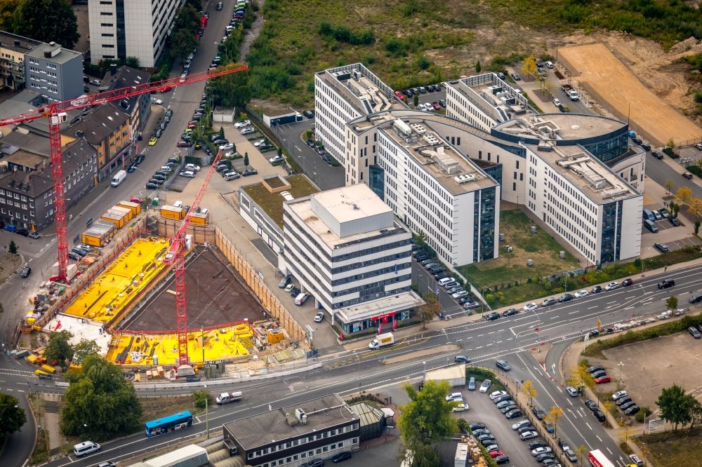 Aerial image Essen - New construction site the hotel complex on Schwanenkampstrasse - Ottilienstrasse in Essen in the state North Rhine-Westphalia, Germany