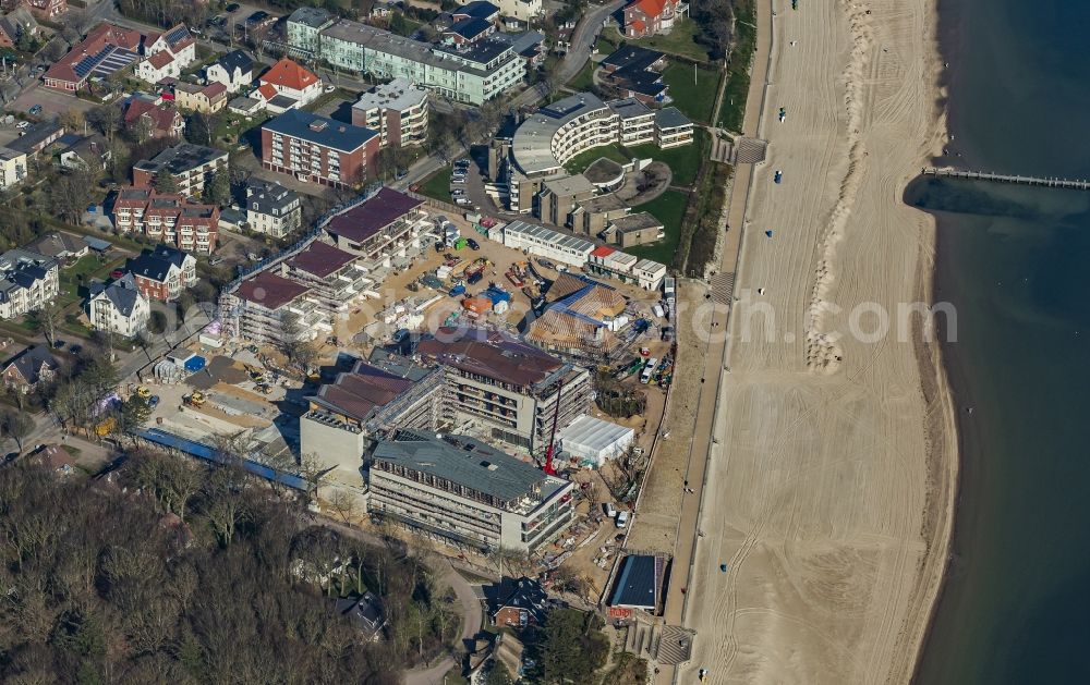 Aerial photograph Wyk auf Föhr - New construction site the hotel complex Upstalsboom Wellness Resort Suedstrand in Wyk auf Foehr in the state Schleswig-Holstein, Germany