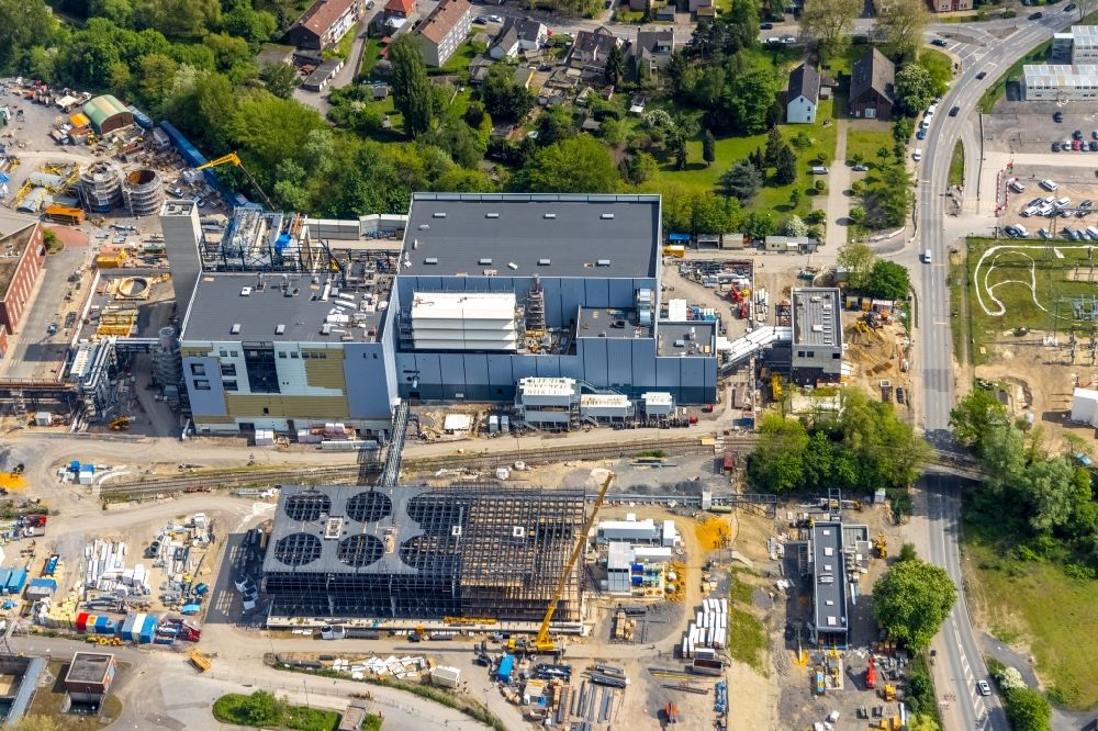 Aerial photograph Herne - Construction site for the new construction of the power plants of a gas and steam power plant of STEAG GmbH in Herne in the federal state of North Rhine-Westphalia, Germany