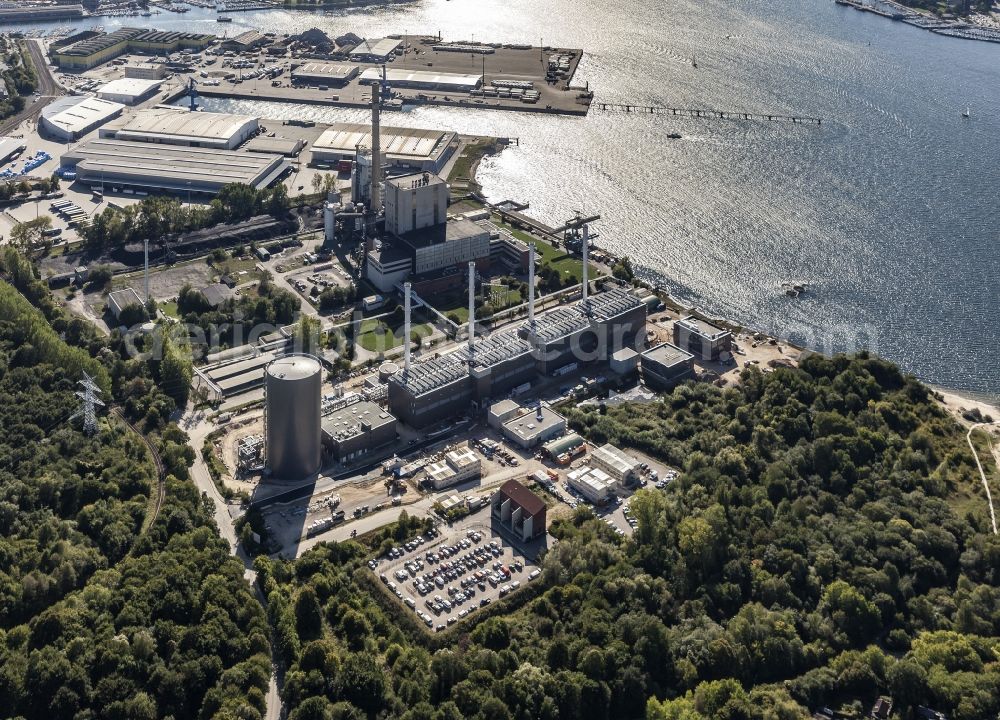 Aerial image Kiel - Construction site of power plants and exhaust towers of thermal power station a a