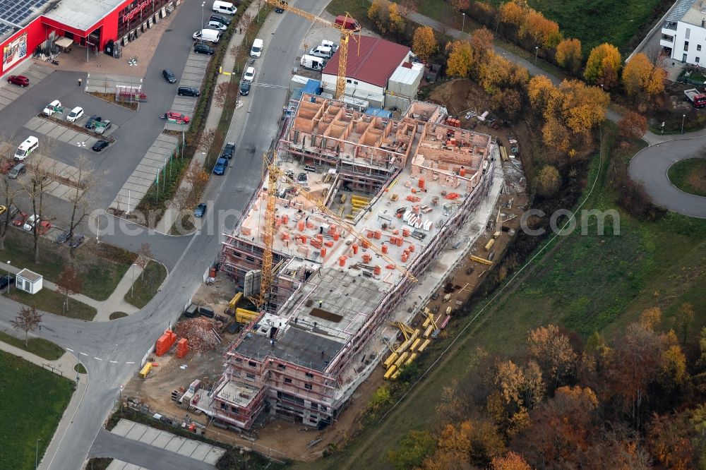Aerial photograph Kelheim - Construction site to build a shop, office and residential buildings on Donaupark in Kelheim in the state Bavaria, Germany
