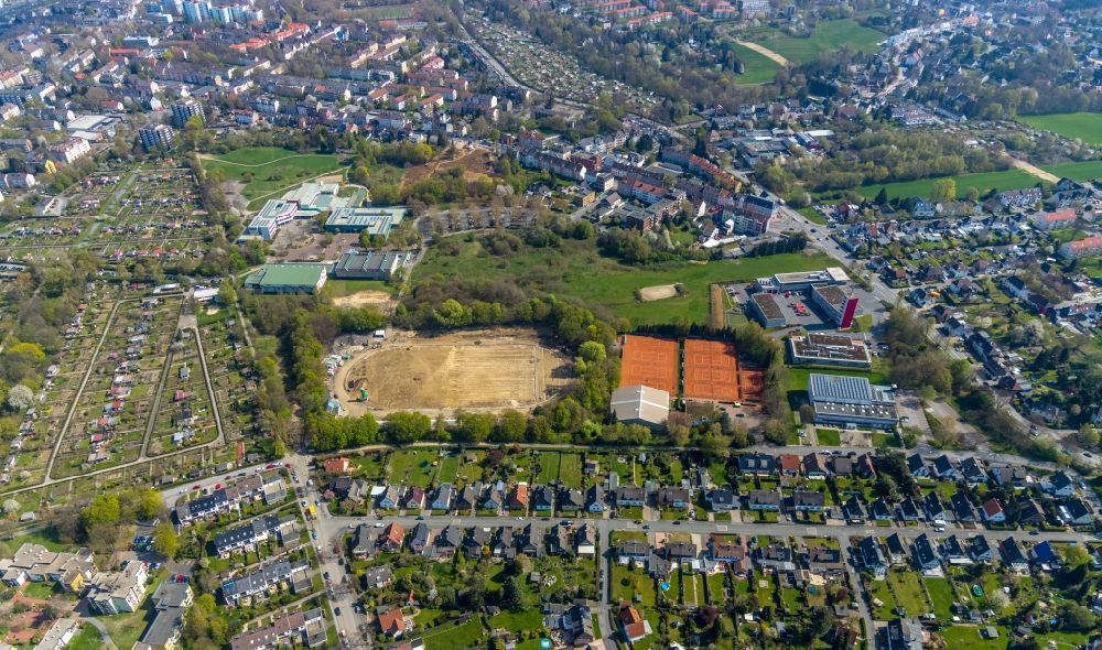 Dortmund from above - Extension and conversion site on the sports ground of the stadium in the district Pferdebachtal in Dortmund in the state North Rhine-Westphalia, Germany