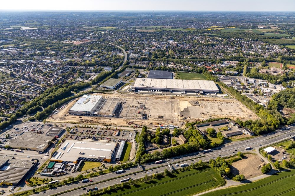 Aerial photograph Kamen - Construction site for the new construction of a logistics center of P3 Logistic Parks GmbH in Kamen, North Rhine-Westphalia, Germany