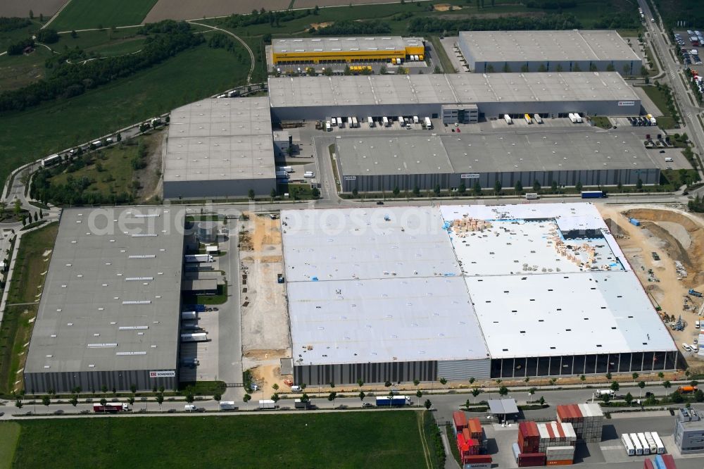Aerial image Gersthofen - Construction site to build a new building complex on the site of the logistics center of Goodman Germany GmbH on Freiburger Strasse in Gersthofen in the state Bavaria, Germany