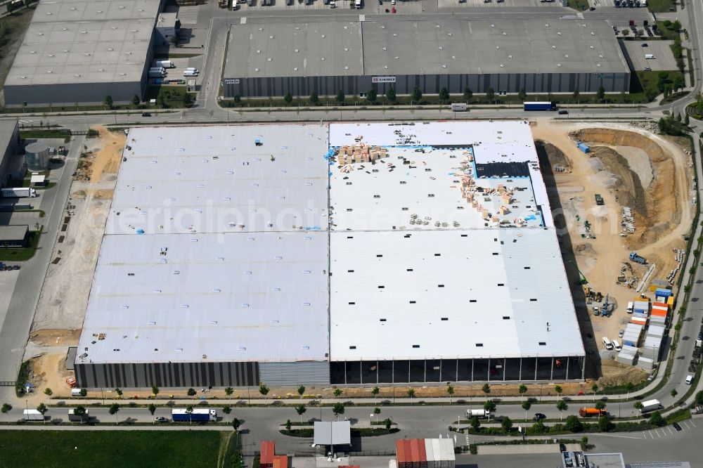Aerial photograph Gersthofen - Construction site to build a new building complex on the site of the logistics center of Goodman Germany GmbH on Freiburger Strasse in Gersthofen in the state Bavaria, Germany