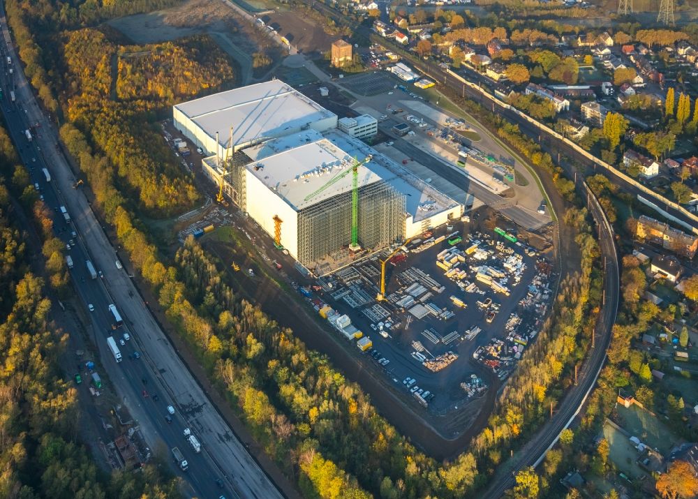 Herne from above - Construction site to build a new building complex on the site of the logistics center of NORDFROST GmbH & Co. KG Am Malakowturm in Herne in the state North Rhine-Westphalia, Germany
