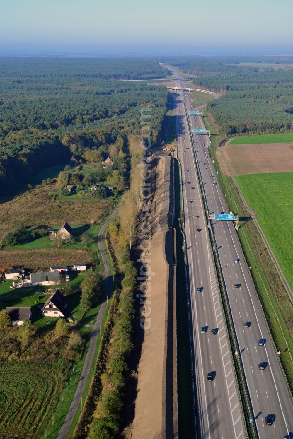 Aerial photograph Neu Vehlefanz - Construction site of the junction Havelland at the motorway A10 and A24 in the state Brandenburg