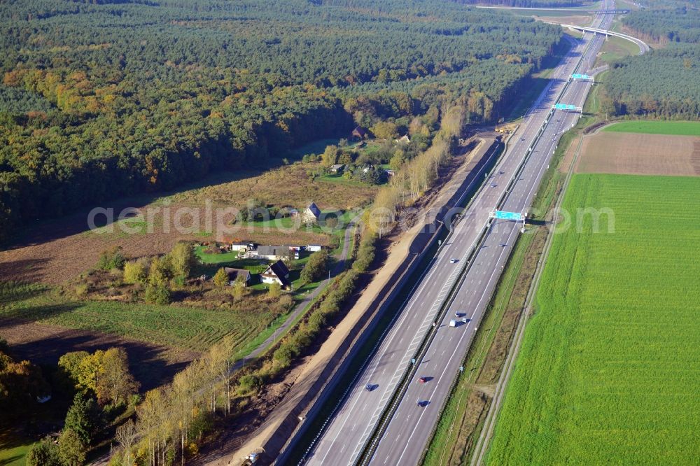 Aerial photograph Neu Vehlefanz - Construction site of the junction Havelland at the motorway A10 and A24 in the state Brandenburg