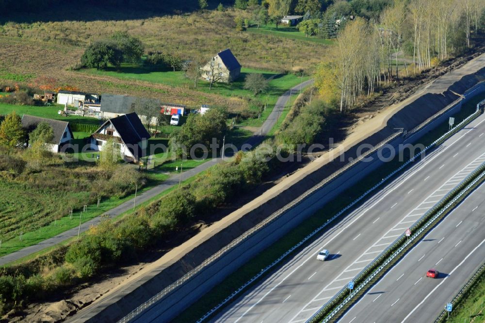 Aerial image Neu Vehlefanz - Construction site of the junction Havelland at the motorway A10 and A24 in the state Brandenburg