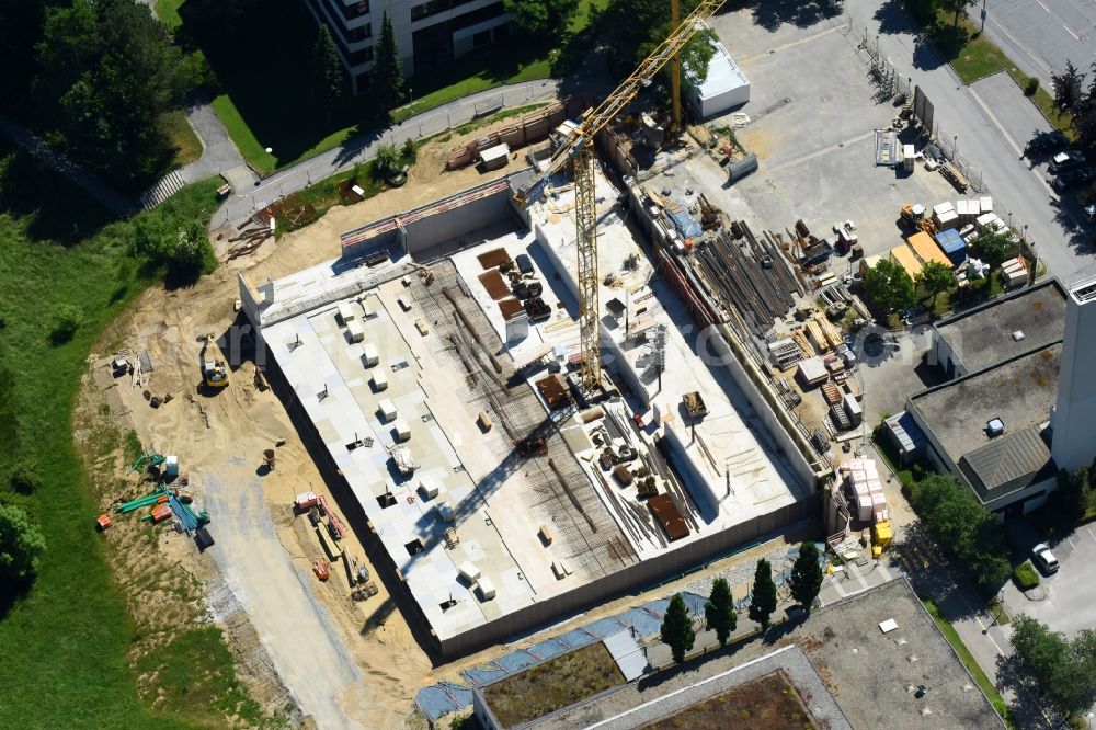 Aerial image Passau - Building site to the new building of a multiple gymnasium in the Neuburger street in the district of Haidenhof in Passau in the federal state Bavaria, Germany