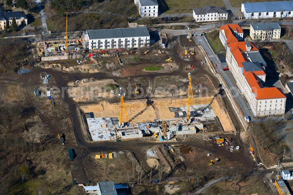 Aerial image Dresden - Construction site to build a new multi-family residential complex Marienstrasse - Stauffenbergallee in the district Albertstadt in Dresden in the state Saxony, Germany