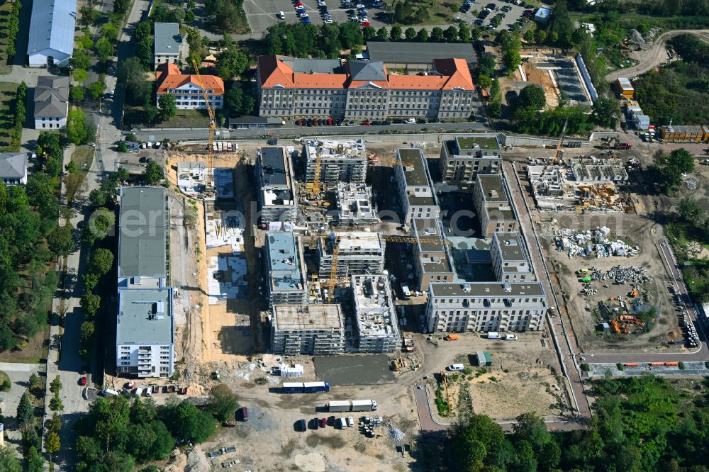 Aerial photograph Dresden - Construction site to build a new multi-family residential complex Marienstrasse - Stauffenbergallee in the district Albertstadt in Dresden in the state Saxony, Germany