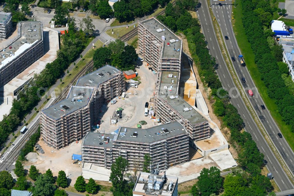 Aerial photograph Karlsruhe - Construction site to build a new multi-family residential complex on August-Dosenbach-Strasse (August-Klingler-Areal) in the district Daxlanden in Karlsruhe in the state Baden-Wuerttemberg, Germany