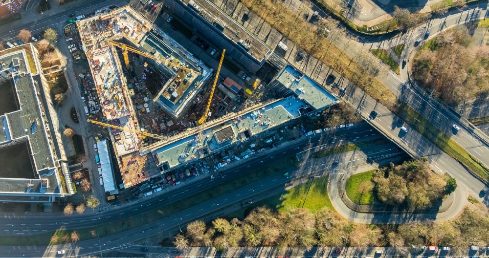 Dortmund from the bird's eye view: Construction site to build a new multi-family residential complex Berswordt- Quartier in Dortmund in the state North Rhine-Westphalia, Germany